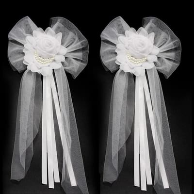 Decoratieve Strikken - Cadeaustrik Bruiloft - Feestelijke Decoratie - Herbruikbaar Tule Materiaal - 55 x 30 cm - Wit