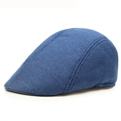Katoen-linnen baret-retro pet-voor senioren-vlakke pet-effen kleur-nieuwspet-maat 58 cm-universeel Marineblauw
