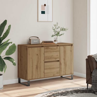 vidaXL - Dressoir - 101,5x35x70 - cm - bewerkt - hout - artisanaal - eikenkleurig