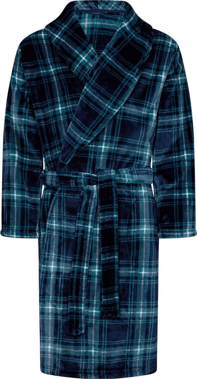 Pastunette Badjas - Nature - Geruit - Blauw / Groen - Fleece - Maat L