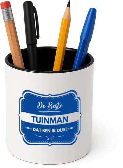 Hacebo® - De beste tuinman Pennenbakje - Werk - hovenier - pennenhouder - werk - afscheidscadeau - verjaardagscadeau - kado - Pennenbakje zwart