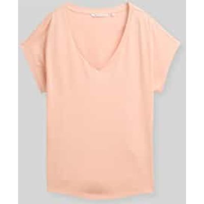 Tom Tailor Denim - T-shirt met V-hals - Maat M - Orange Parfait