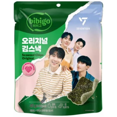 bibigo Snack Original aux Algues Chips de Papier de Riz Grillé Extra Croustillantes 40g x 6 Paquets
