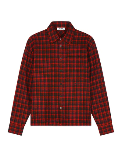 Olaf Flannel Boxy Lange Mouw Overhemden Rood M260310