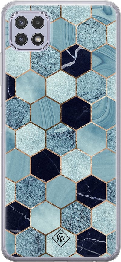 Casimoda® hoesje - Geschikt voor Samsung A22 5G - Blue Cubes - Backcover - Siliconen/TPU - Blauw
