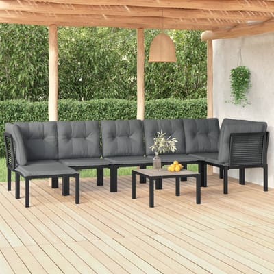 vidaXL - 8-delige - Loungeset - poly - rattan - zwart - en - grijs