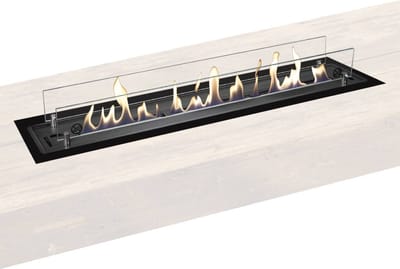 Xaralyn Bio-ethanol haard - bio-ethanol brander XL met inbouwprofiel - zwart - 3,5 KW verwarming - eenvoudig inbouwen - veilig - inbouwhaard - echte vlammen