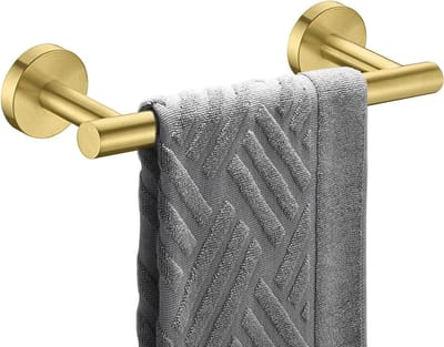 Dailygoods- Handdoekrail Geborsteld Goud - Handdoekhouder Badkamer - Wandmontage - Roestvrij Staal - Enkele Laag - 9 Inch