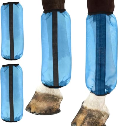 Beenkappen Paard - Beenbeschermers Paarden - Paardrijden Training - Ademend Mesh Materiaal - 40 x 33 cm - Blauw