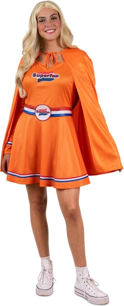 Oranje Superfan jurk - Verkleedjurk - Verkleedkleding - Carnaval kostuum - Dames - Koningsdag - EK - WK - Voetbal - Polyester - oranje - Maat 34/36