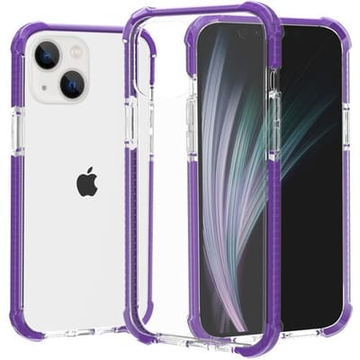 ShieldCase Bumper shock case geschikt voor Apple iPhone 14 Plus hoesje - Doorzichtig hoesje met gekleurde randen - Schokbestendig - Transparant / paars