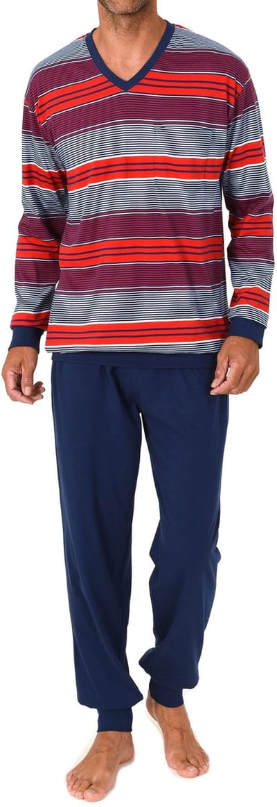Normann heren pyjama lang met manchetten - pyjama met strepenlook - ook in grote maten