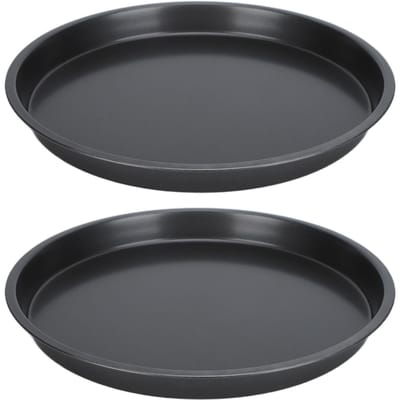2 Pièces Moule à Pizza Antiadhésif Profond Épaissi en Acier au Carbone pour Cuisine Boulangerie 10 pouces 10 Inch