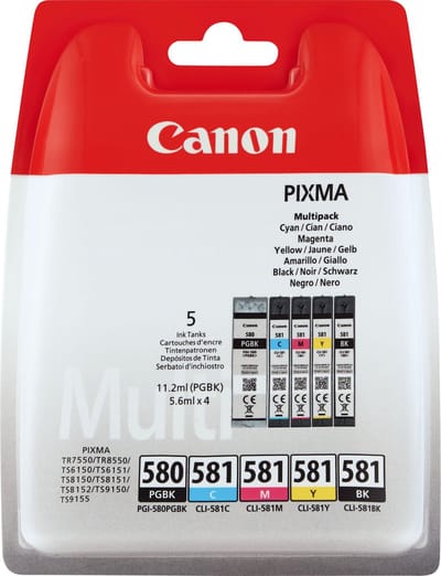Canon PGI-580 & CLI-581 - Inktcartridge - 2x Zwart / Kleur + Retourzakje