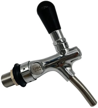 Bierkraan zelfsluitend met compensator, verchroomd, schroefdraad 35 mm, inclusief rozet en moer, 7 mm uitvoering, perfecte schuimvorming voor bierzapf installatie