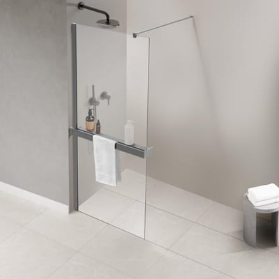 FugaFlow Eccelente Acces Handdoekrek Voor Inloopdouche - klemmen - inkortbaar - geborsteld gunmetal (antraciet)