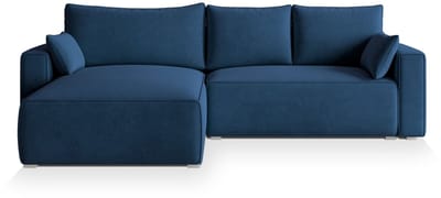 HOEKBANK FORIL Blauw Veloursstof met slaapfunctie
