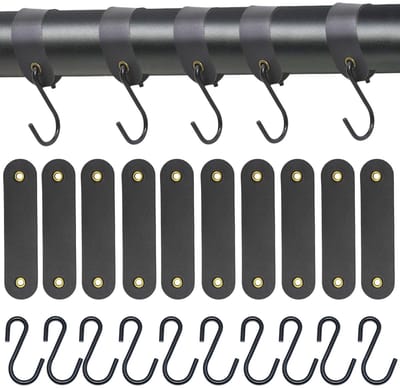 Cosensi- S Haak Pack van 10 - Met Leren Lus - Multifunctionele Haken - Voor Kledingrek - Voor Keuken/Badkamer/Slaapkamer - 185 gr Metaal