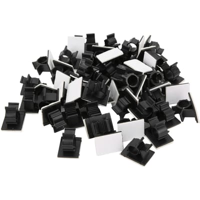 50pcs Clips de Gestion de Câbles Réglables Adhésifs en Nylon Organisateur de Câbles Noir