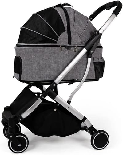 Huisdieren Wandelwagen - Reismand - Buiten Avonturen - Afneembare Draagmand - Tot 20 kg - Grijs