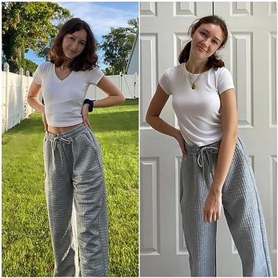 Warme Waffle Joggingbroek Dames - Baggy Vrijetijdsbroek met Hoge Taille en Zakken