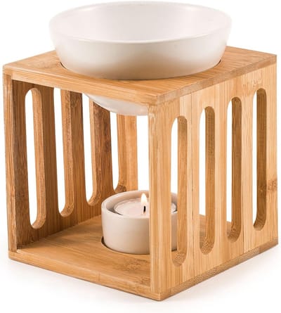 Bamboe/Keramische geurlamp "Wellness" Gr. M, L 9,4 x B 9,5 x H 9,5 cm