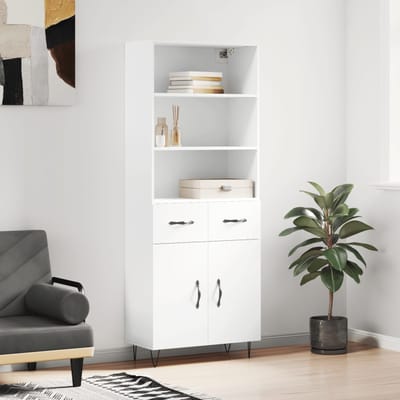 vidaXL - Hoge - kast - 69,5x34x180 - cm - bewerkt - hout - wit