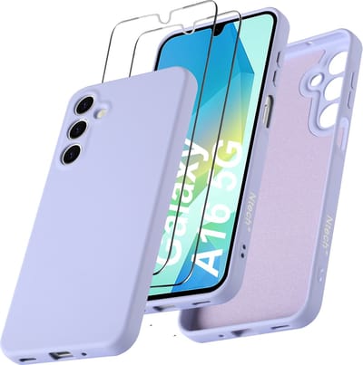Hoesje geschikt voor Samsung Galaxy A16 4G / 5G Hoesje siliconen Lila zacht siliconen hoesje TPU - met Samsung A16 4G / 5G Screenprotector - 2 stuks