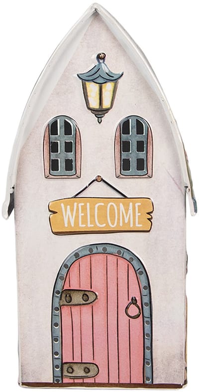 Clayre & Eef Decoratie Beeld Huis 12x11x23 cm Beige Metaal