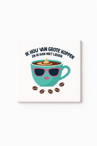 Grappige “Ik Hou Van Grote Koppen en Ik Kan Niet Liegen” Keramische Tegel – Koffieliefhebber Quote Tegel – Humor Keuken Wanddecoratie Cadeau