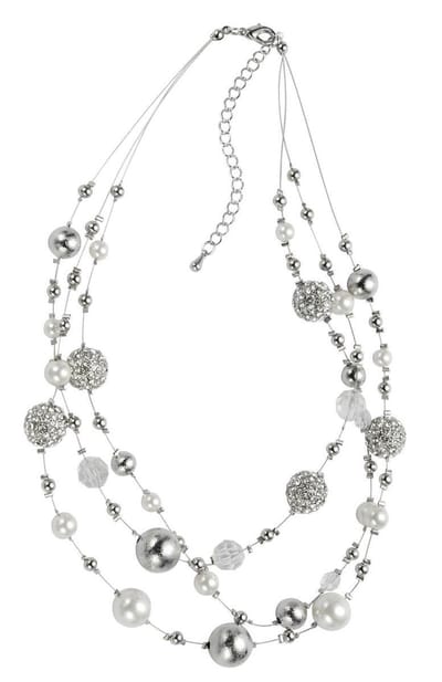 Behave - Ketting met pareltjes en kralen met steentjes - 38 cm (verlengketting 8 cm)