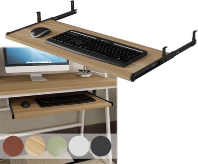 Houten Toetsenbord Lade - Onder Bureau Plank - Werkruimte Optimaliseren - Ergonomisch Ontwerp - 55/60/70cm Breed - Zwart