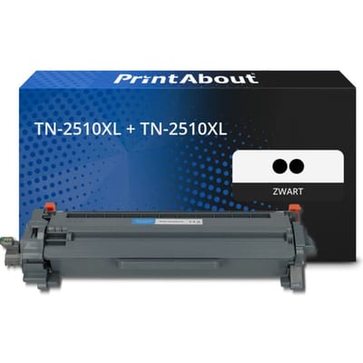 PrintAbout huismerk Toner TN-2510XL + TN-2510XL Zwart Multipack Hoge capaciteit Geschikt voor Brother
