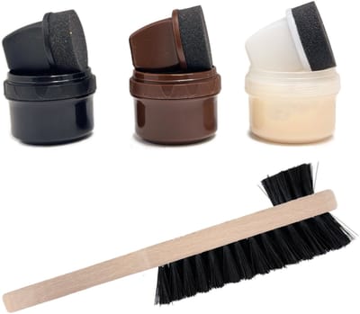 Schoenpoetsset - Zwart, Bruin en Wit Schoensmeer - Inclusief Schoenborstel - 3BMT®