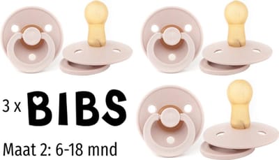 BIBS Fopspeen 6 tot 18 maanden - Set van 3 stuks - Maat 2 - Blush