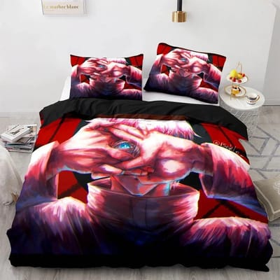 Anime Jujutsu Kaisen Satoru Gojo Ensemble de literie Garçons Filles Taille Twin Queen Housse de couette Taie d'oreiller Lit Enfants Adulte Textile de maison 70x133cm 2pcs