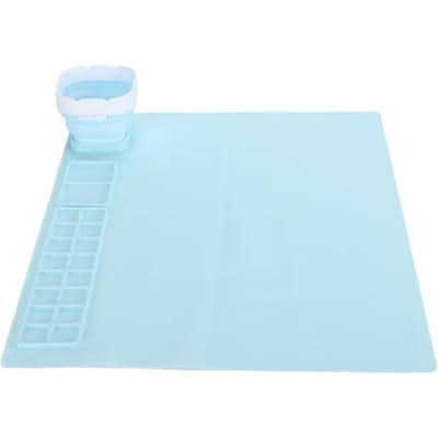 Tapis de Peinture en Silicone avec Gobelet à Eau Lavable Ligne d'Échelle en Relief Tapis d'Art en Silicone pour Enfants