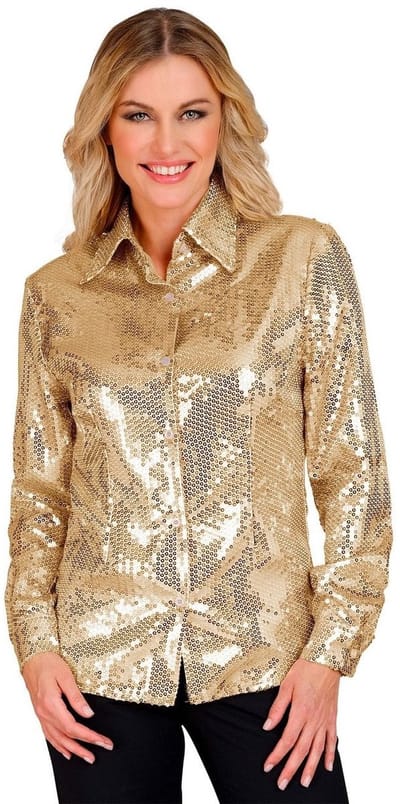 Gouden blouse pailletten dames