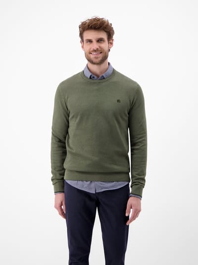 LERROS Sportieve gebreide trui , Maat: L , Kleur: NORDIC OLIVE , 100% katoen