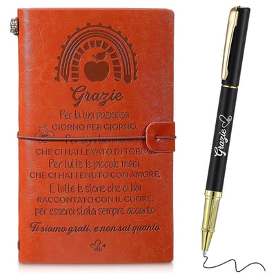 Dailygoods- Notitieboek A6 - Leren Notitieboek - Set met Pen - Afscheidscadeau Leraren - Praktisch Cadeau - Uniek Design - Dagboek