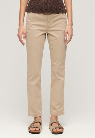 Superdry - Chino met halfhoge taille - Dames - Broeken