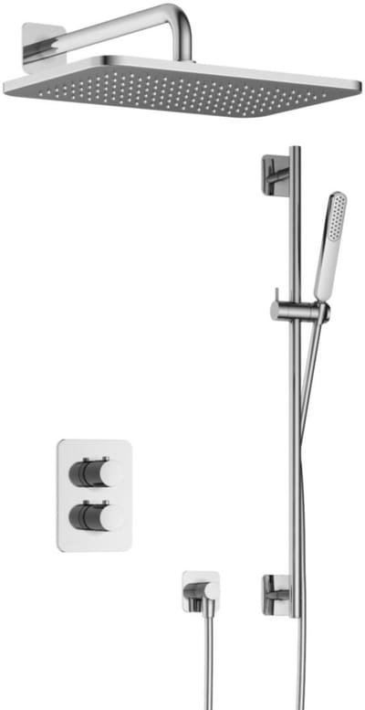 Hotbath Gal - GL106 - Inbouw Regendoucheset - Chroom - Thermostatisch - Wandarm 35 cm - Hoofddouche 270x400 mm - Staafhanddouche - Glijstang 900 mm - met GL106 - met 2-Weg Stop-Omstel