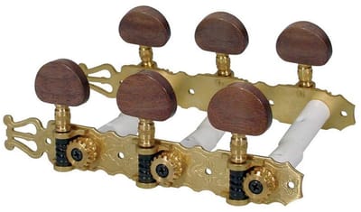 Boston 130-SB Stemmechanieken voor Klassieke Gitaar 3L/3R Massief Messing met Houten Knoppen en Lyra 70 mm