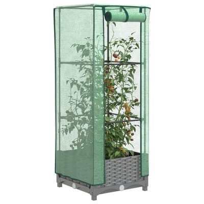 vidaXL - Plantenbak - verhoogd - met - kashoes - 40x40x123 - cm - rattanlook