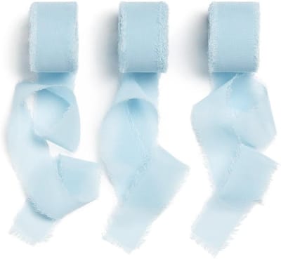 Lichtblauwe Chiffon Lint van 18m x 25mm voor Cadeaus, Decoratie en Knutselen met Franje Randen