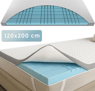 CozySense® CubeTech Topper Matras 120x200 cm - 7 cm Verkoelend Topmatras met 100+ Comfortblokjes voor Drukverlichting - Wasbare Hoes - CertiPUR-US® - Medium Hardheid
