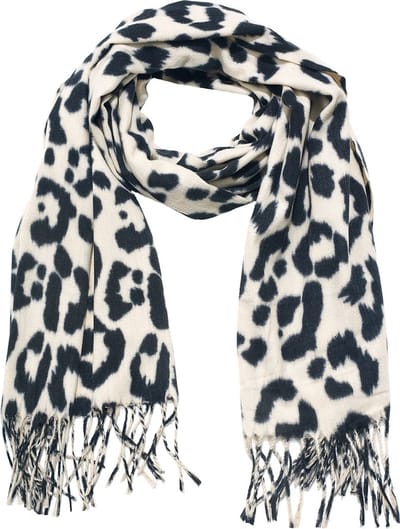 Luipaard Sjaal - Crème/Zwart | 200 x 70 cm | Polyester | Fashion Favorite