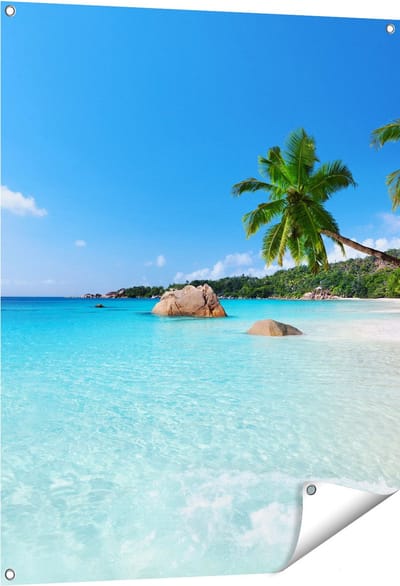 Gards Tuinposter Tropisch Strand en Zee - 80x100 cm - Tuindoek - Tuindecoratie - Wanddecoratie buiten - Tuinschilderij