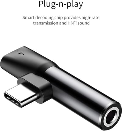 Baseus L41 Audio splitter en adapter USB C naar 3.5mm Audio Jack (Geen DAC-chip) aluminium -  Koptelefoon splitter en adapter - Niet geschikt voor telefoons zonder DAC-chip