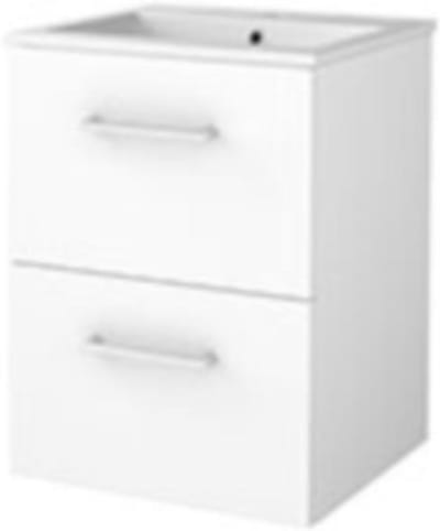 Basic-Line Start 46 Badkamermeubelset - 50 x 46 cm - Met Grepen - 2 Lades - Keramische Wastafel - 1 Kraangat - Ice White